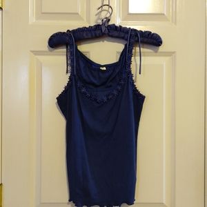 Tryse Women's Lot of 2 Navy Tank Top and Panty Set With Plush Lingerie H…